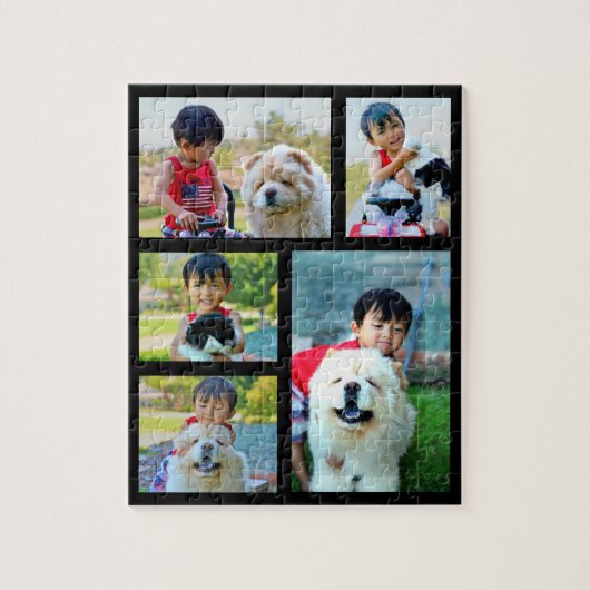 Afbeelding Collage 5 Foto Gepersonaliseerd Legpuzzel (Verticaal)