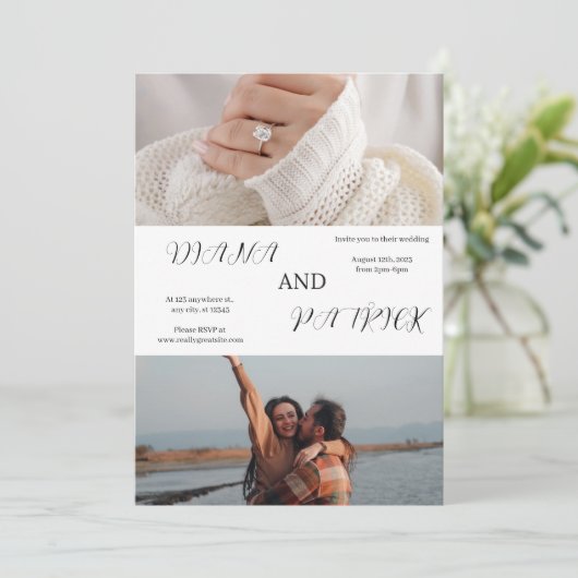 Afbeelding collage bruiloft uitnodiging (Staand voorkant)