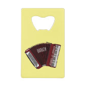 Afbeelding cordion cartoon creditkaart flessenopener (Voorkant)