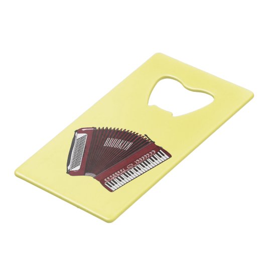 Afbeelding cordion cartoon creditkaart flessenopener (Achterkant Gekanteld)