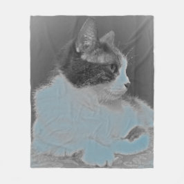 Afbeelding Cute White en Grey Cat Profile Fleece Deken