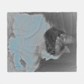 Afbeelding Cute White en Grey Cat Profile Fleece Deken (Voorkant (Horizontaal))