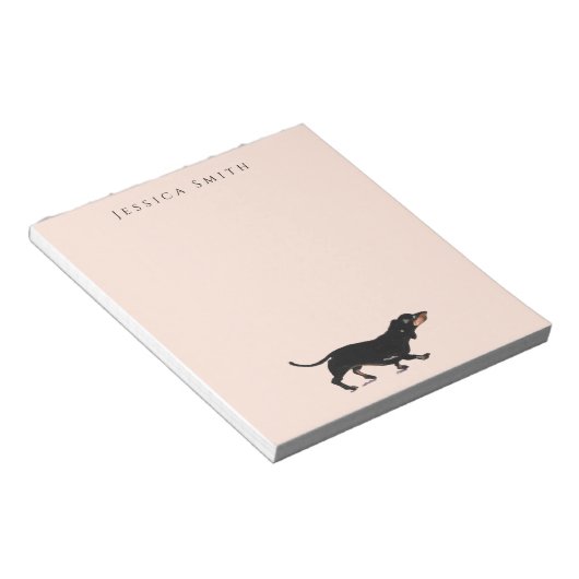 Afbeelding Dachshund op roze Notitieblok (Schuin)