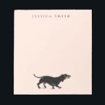 Afbeelding Dachshund op roze Notitieblok<br><div class="desc">Cute en elegante illustratie van de Dachshund-waterverf op Roze aanpassen met jouw naam. Pas aan door de vakjes "deze sjabloon van het ontwerp"op de rechterkant van het punt uit te geven, of de blauwe "pas het"knoop aan om de tekst te schikken, de doopvonten en de kleuren te veranderen. Deze notitieblokken...</div>