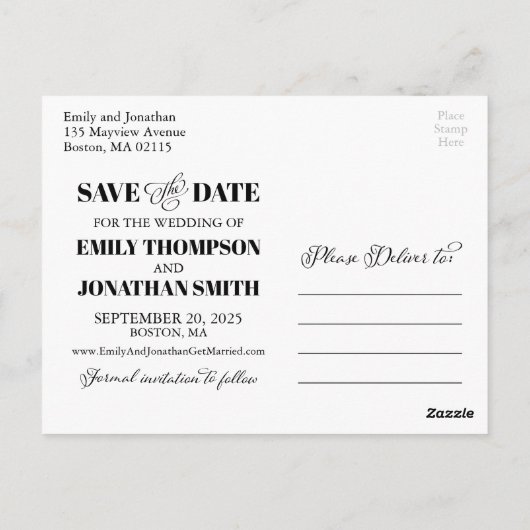 Afbeelding De datum opslaan Briefkaart, enkele fot Briefkaart (Achterkant)