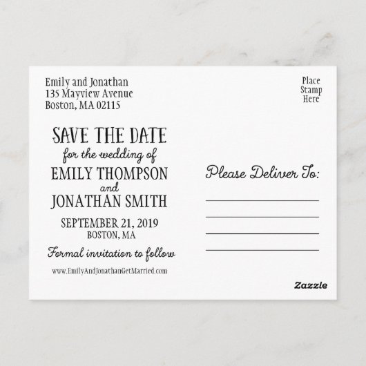 Afbeelding De datum opslaan Briefkaart, verticaal Briefkaart (Achterkant)