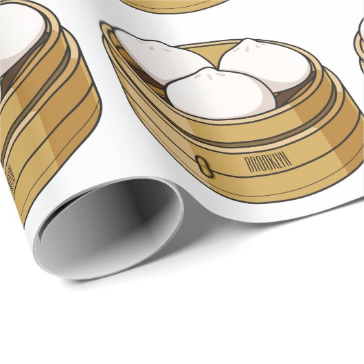 Afbeelding dim sum cartoon cadeaupapier (Rol Hoek)