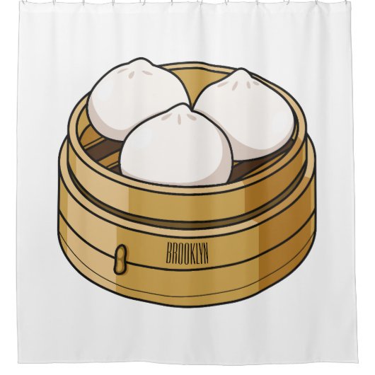 Afbeelding dim sum cartoon douchegordijn (Voorkant)