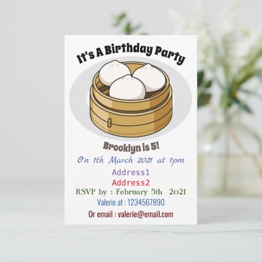 Afbeelding dim sum cartoon kaart (Staand voorkant)