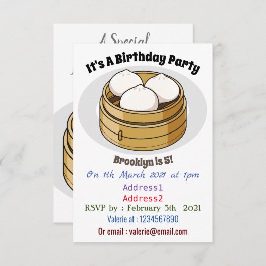 Afbeelding dim sum cartoon kaart (Voorkant / Achterkant)