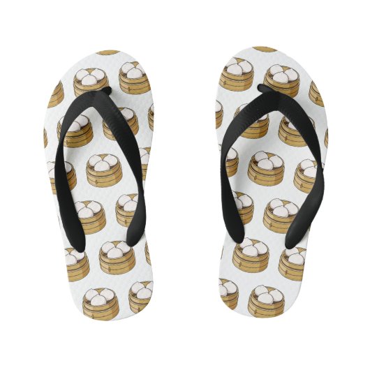 Afbeelding dim sum cartoon kinder teenslippers (Voetbed)
