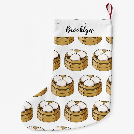 Afbeelding dim sum cartoon kleine kerstsok (Achterkant)