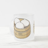 Afbeelding dim sum cartoon matglas koffiemok (Voorkant links)