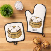 Afbeelding dim sum cartoon ovenwant & pannenlap set (Top down)