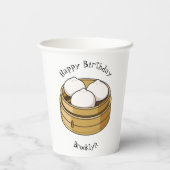 Afbeelding dim sum cartoon papieren bekers (Achterkant)
