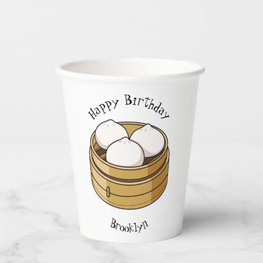 Afbeelding dim sum cartoon papieren bekers (Voorkant)