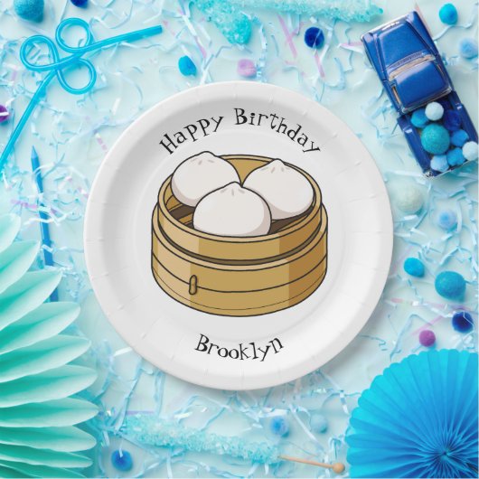 Afbeelding dim sum cartoon papieren bordje (Feest)