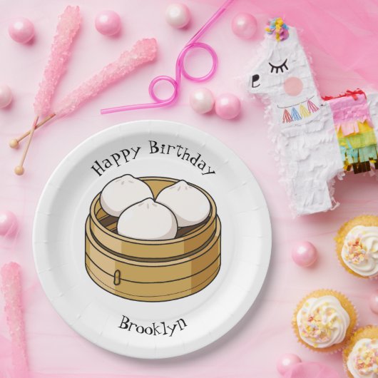 Afbeelding dim sum cartoon papieren bordje (Feest)