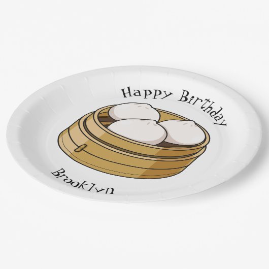 Afbeelding dim sum cartoon papieren bordje (Gekanteld)