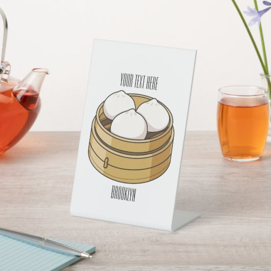 Afbeelding dim sum cartoon reclamebord met voetstuk (Insitu)