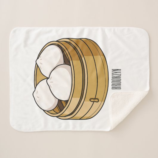 Afbeelding dim sum cartoon sherpa deken (Voorkant (horizontaal))