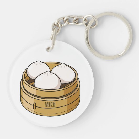 Afbeelding dim sum cartoon sleutelhanger (Achterkant)