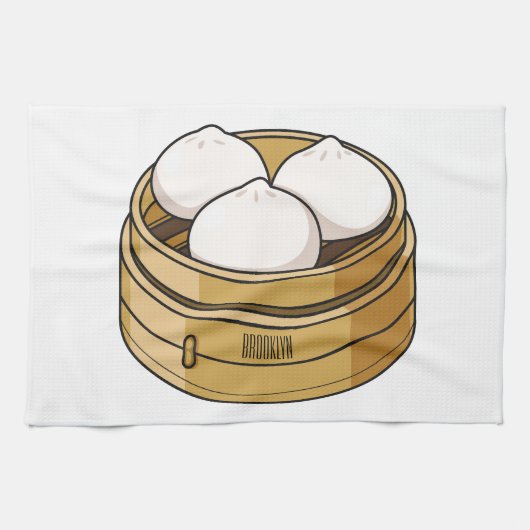 Afbeelding dim sum cartoon theedoek (Horizontaal)
