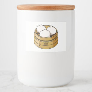 Afbeelding dim sum cartoon voedselcontainer etiket