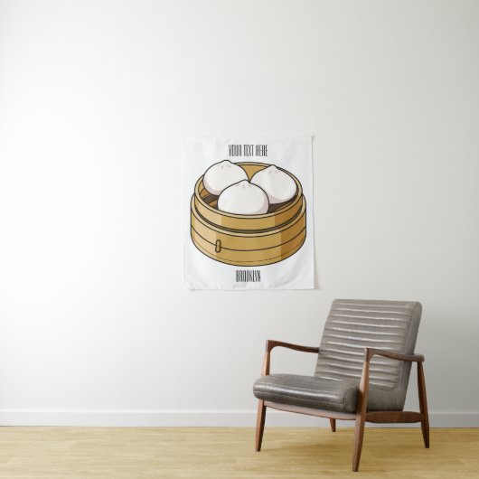 Afbeelding dim sum cartoon wandkleed (In situ)