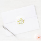 Afbeelding elegante waterverf afbeelding gele lotu ronde sticker (Envelop)