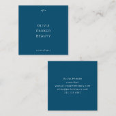 Afbeelding en minimumaantal monogram | Blauw Vierkante Visitekaartje (Voorkant / Achterkant)