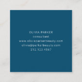 Afbeelding en minimumaantal monogram | Blauw Vierkante Visitekaartje (Achterkant)