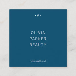 Afbeelding en minimumaantal monogram | Blauw Vierkante Visitekaartje