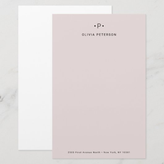 Afbeelding en minimumaantal monogram | Blush Briefpapier (Voorkant / Achterkant)