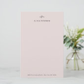 Afbeelding en minimumaantal monogram | Blush Briefpapier (Staand voorkant)