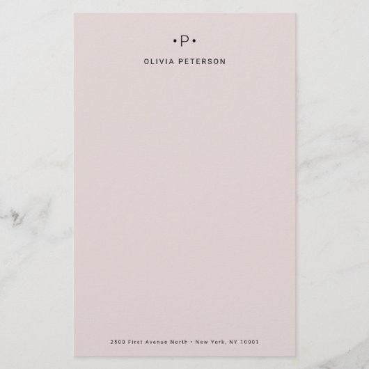 Afbeelding en minimumaantal monogram | Blush Briefpapier (Voorkant)