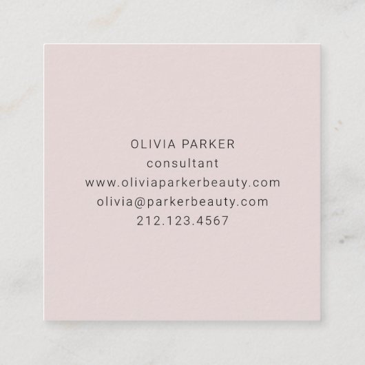 Afbeelding en minimumaantal monogram | Blush Vierkante Visitekaartje (Achterkant)