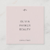 Afbeelding en minimumaantal monogram | Blush Vierkante Visitekaartje (Voorkant)