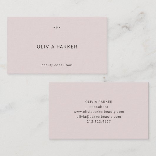 Afbeelding en minimumaantal monogram | Blush Visitekaartje (Voorkant / Achterkant)