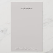 Afbeelding en minimumaantal monogram | Grijs Briefpapier (Voorkant)