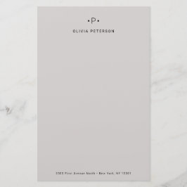 Afbeelding en minimumaantal monogram | Grijs Briefpapier