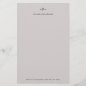 Afbeelding en minimumaantal monogram | Grijs Briefpapier (Voorkant)
