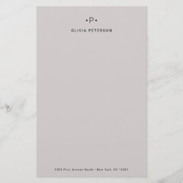 Afbeelding en minimumaantal monogram | Grijs Briefpapier