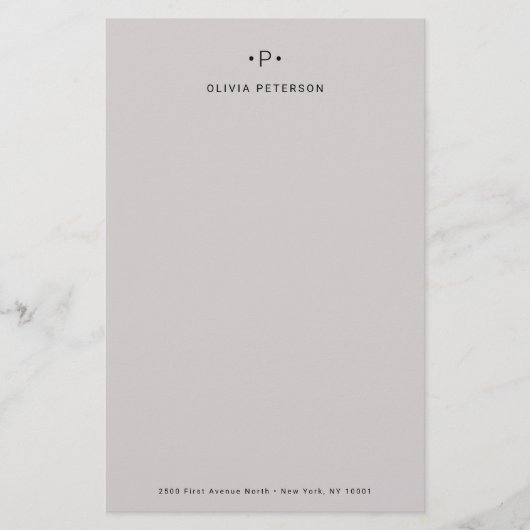 Afbeelding en minimumaantal monogram | Grijs Briefpapier (Voorkant)