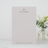 Afbeelding en minimumaantal monogram | Grijs Briefpapier (Staand voorkant)