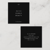 Afbeelding en minimumaantal monogram | Zwart Vierkante Visitekaartje (Voorkant / Achterkant)