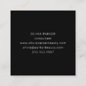 Afbeelding en minimumaantal monogram | Zwart Vierkante Visitekaartje (Achterkant)