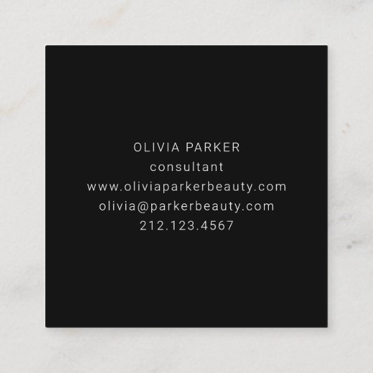 Afbeelding en minimumaantal monogram | Zwart Vierkante Visitekaartje (Achterkant)