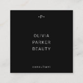 Afbeelding en minimumaantal monogram | Zwart Vierkante Visitekaartje (Voorkant)
