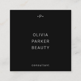 Afbeelding en minimumaantal monogram | Zwart Vierkante Visitekaartje